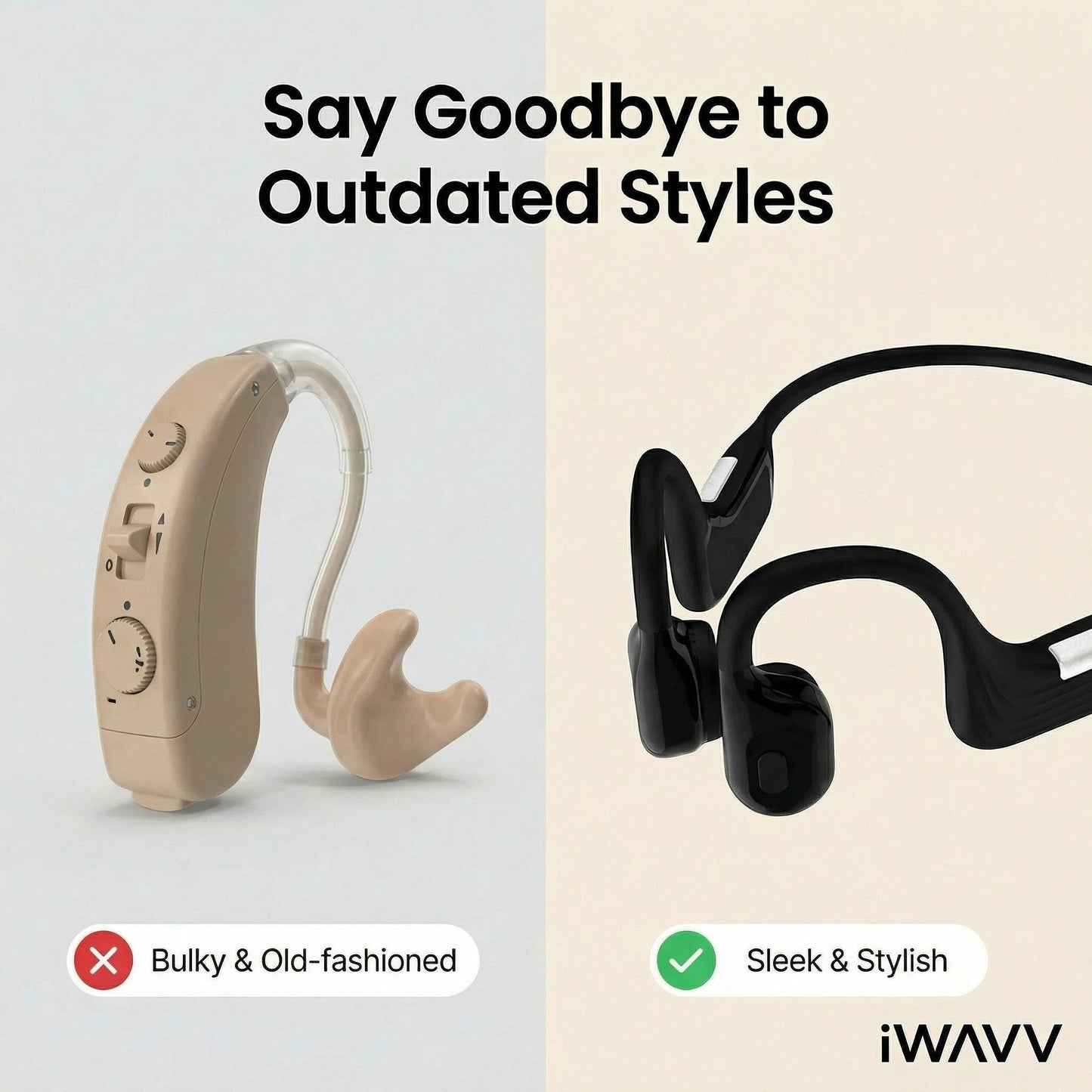 iwavv-Bluetooth Bone Conduction Hearing Aid Noise Reduction Waterproof Noise-cancelling Voice Amplifier Wireless Headset For Elderly